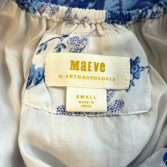 Maeve Sheer Tunic blue and white floral Blouse size small - Picture 7 of 7